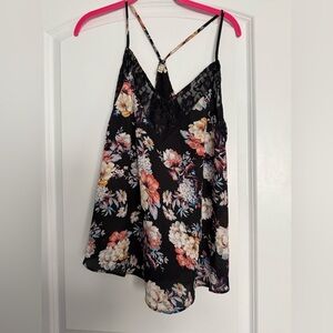 Floral Lace Trim Cami Top